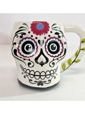 Day Of The Dead Coffee Mug Sugar Skull Halloween Decor Dia De Los Muertos Cup